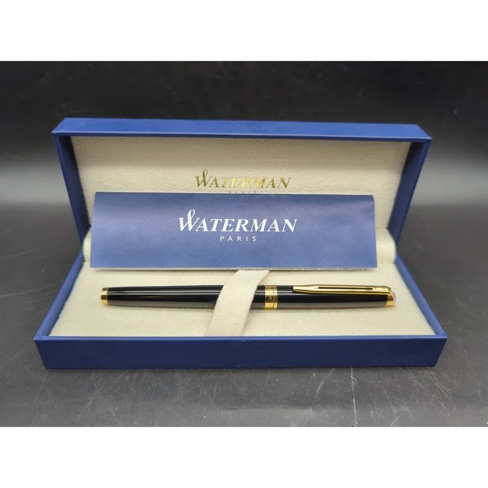 Vintage Ballpoint Pen Waterman Black Lacquer - Gold Trim Finish - Read